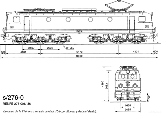 Поезд Renfe 276-0 - чертежи, габариты, рисунки
