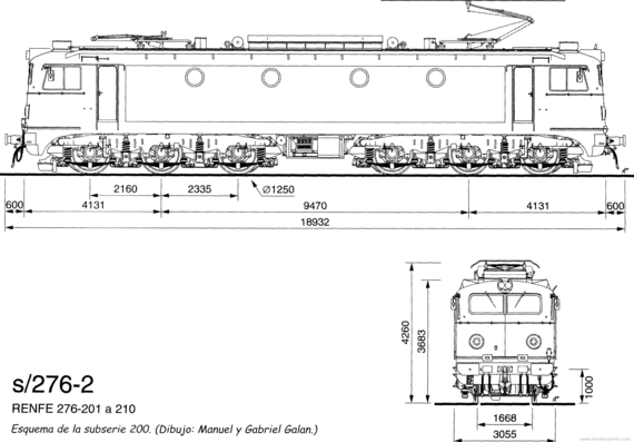 Поезд Renfe 276-2 - чертежи, габариты, рисунки