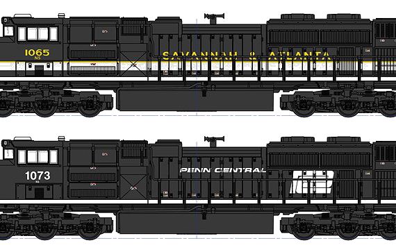 Поезд SD70ACe NS Heritage - чертежи, габариты, рисунки