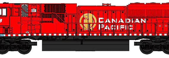 Поезд SD9-43 MAC Canadian Pacific Golden Beaver - чертежи, габариты, рисунки