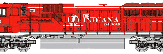 Поезд SD90-43 MAC Indiana Railroad - чертежи, габариты, рисунки