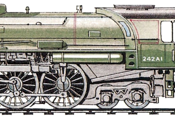 Train SNCF 242 A1 Class 4-8-4 (1946) - drawings, dimensions, figures