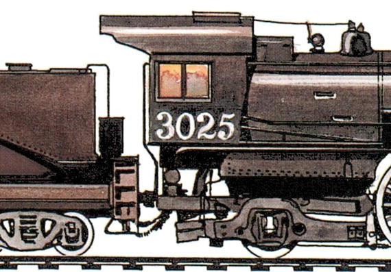 Поезд SP A-6 Class 4-4-2 (1927) - чертежи, габариты, рисунки