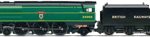 Train SR 4-6-2 West Country Class, No. 34006 - drawings, dimensions, figures