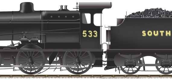 Поезд SR Class Q No 533 - чертежи, габариты, рисунки