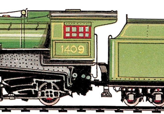 Поезд SR Ps-4 Class 4-6-2 (1926) - чертежи, габариты, рисунки