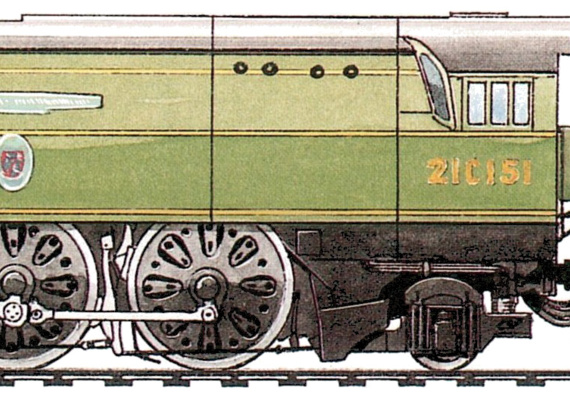 Поезд SR West Country Class 4-6-2 (1946) - чертежи, габариты, рисунки