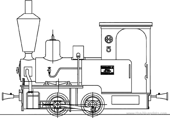 Поезд Saidaiji Railway Coppel No.5 Steam locomotive - чертежи, габариты, рисунки