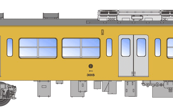 Seibu 3000 train - drawings, dimensions, figures