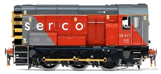 Поезд Serco 0-6-0 Diesel Shunter Class 08 - чертежи, габариты, рисунки