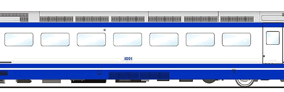 Train Shinkansen 0-1001 - drawings, dimensions, figures