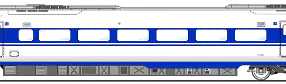 Поезд Shinkansen 121-3001 - чертежи, габариты, рисунки