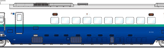 Поезд Shinkansen 221-1518 - чертежи, габариты, рисунки