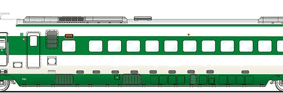Поезд Shinkansen 222-1510 - чертежи, габариты, рисунки