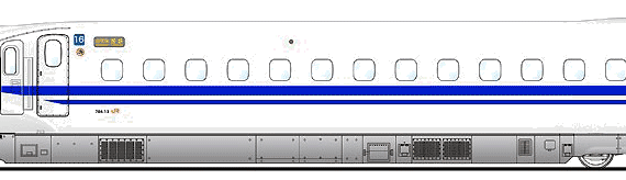Поезд Shinkansen 784-13 - чертежи, габариты, рисунки