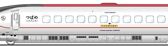Поезд Shinkansen 821-1007 - чертежи, габариты, рисунки