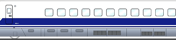 Поезд Shinkansen 955-1 - чертежи, габариты, рисунки