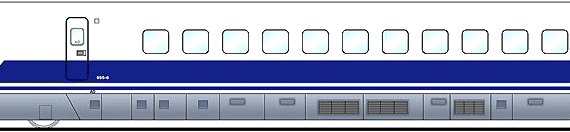 Поезд Shinkansen 955-6 - чертежи, габариты, рисунки