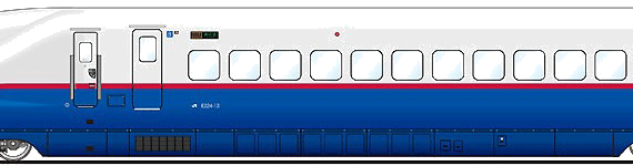 Поезд Shinkansen E224-13 - чертежи, габариты, рисунки