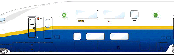 Поезд Shinkansen E444-7 - чертежи, габариты, рисунки