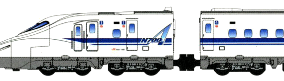 Поезд Shinkansen N700A - чертежи, габариты, рисунки