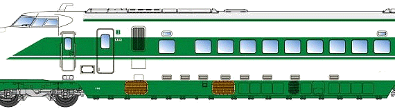 Shinkansen Series train 200-0 - drawings, dimensions, figures