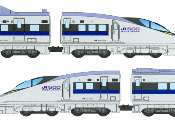 Shinkansen Series 500 train - drawings, dimensions, pictures
