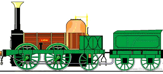 Поезд Steam Locomotive - чертежи, габариты, рисунки