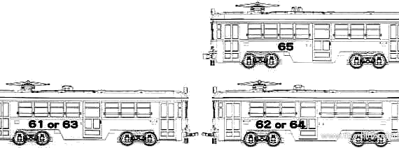 Поезд Tamaden Type Deha 60 - чертежи, габариты, рисунки