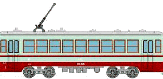 Tobu Nikko Series 100 Tram Car train - drawings, dimensions, pictures