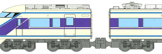 Поезд Tobu Series 100 Spacia - чертежи, габариты, рисунки
