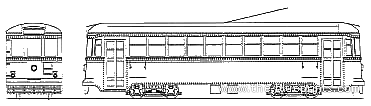 Поезд Toden Type 1500 Tram - чертежи, габариты, рисунки