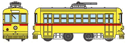 Поезд Toden Type 6000 - чертежи, габариты, рисунки