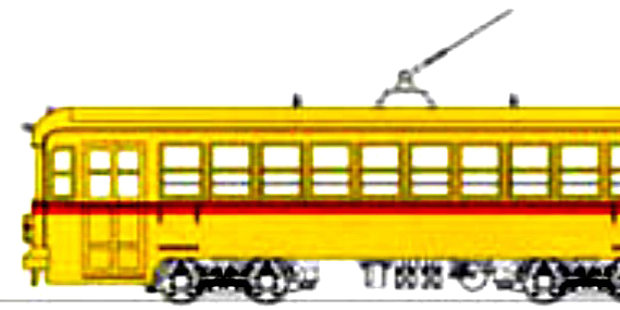 Поезд Toden Type 6000 A - чертежи, габариты, рисунки