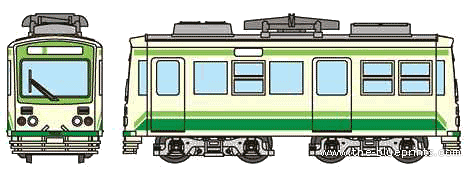 Поезд Toden Type 7000 - чертежи, габариты, рисунки