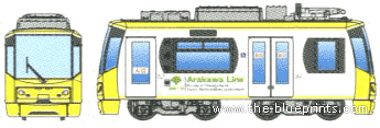 Поезд Toden Type 8800 - чертежи, габариты, рисунки