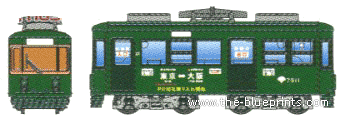 Поезд Toden Type 9000 Hankai - чертежи, габариты, рисунки