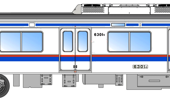 Поезд Toei 6300 Mita Line - чертежи, габариты, рисунки