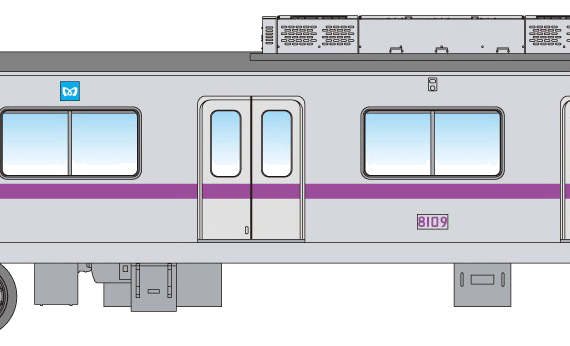 Поезд Tokyo Metro 7000 - чертежи, габариты, рисунки