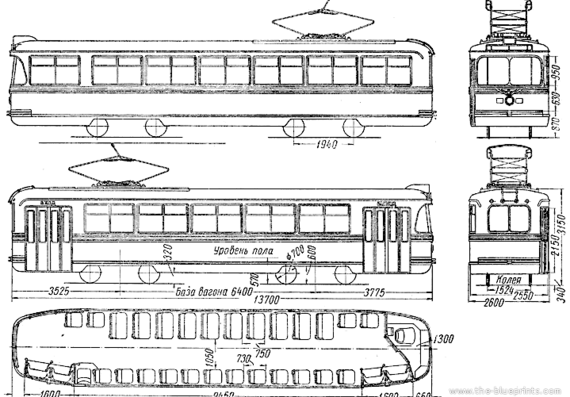 Поезд Tren RVR-50 (1950-1987) - чертежи, габариты, рисунки