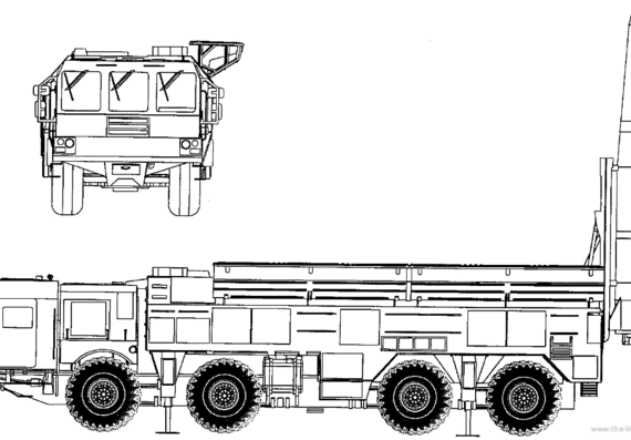 Грузовик 9K720 Iskander (SS-26 Stone) - чертежи, габариты, рисунки