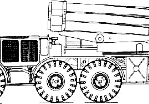 Truck 9P140 BM-27 Uragan 220mm MRLS - ZIL-135 - drawings, dimensions, figures
