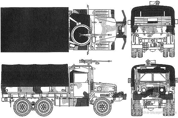 Грузовик AM General M35A2 2.5 ton - чертежи, габариты, рисунки