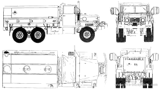 Грузовик AM General M49A2C Fuel Tanker - чертежи, габариты, рисунки