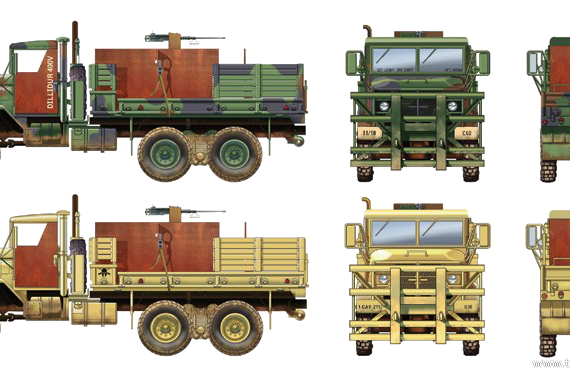 Грузовик AM General M923 'Hillbilly Gun Truck - чертежи, габариты, рисунки