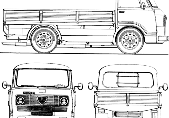 Грузовик Alfa Romeo A11 (1977) - чертежи, габариты, рисунки