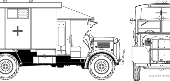 Грузовик Austin K2-Y Ambulance 2-ton 4x2 - чертежи, габариты, рисунки