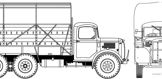Грузовик Austin K3-YF 3-ton 6x4 - чертежи, габариты, рисунки