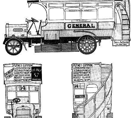 Truck B Type Bus 1910 - drawings, dimensions, figures