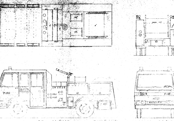 Грузовик Bedford-Angus Fire Truck (1979) - чертежи, габариты, рисунки